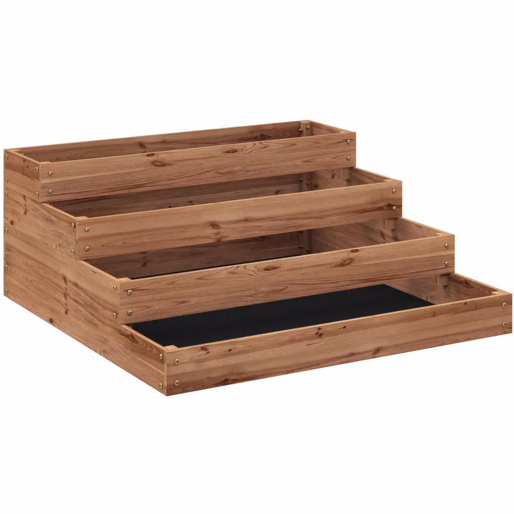 Fioriera Rialzata a 4 Livelli XYLO in Legno di Abete Marrone L: 113 cm, P: 113 cm, H: 46 cm – 2