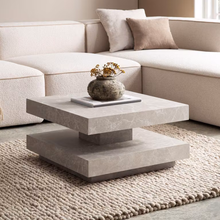 FineBuy Tavolino da salotto 60x60x34 cm Beige Tavolino da divano Design moderno Tavolino da soggiorno con vano portaoggetti Tavolino da salotto quadrato Tavolino da salotto piccolo Tavolino da caffè