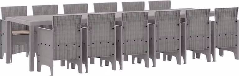 Set da Pranzo per Giardino 13 pcs Grigio chiaro Rattan Polt