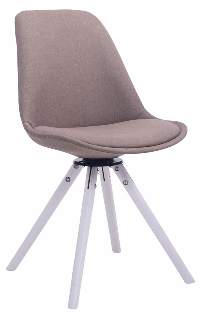 Sedia visitatore girevole Troyes rotonda in tessuto bianco