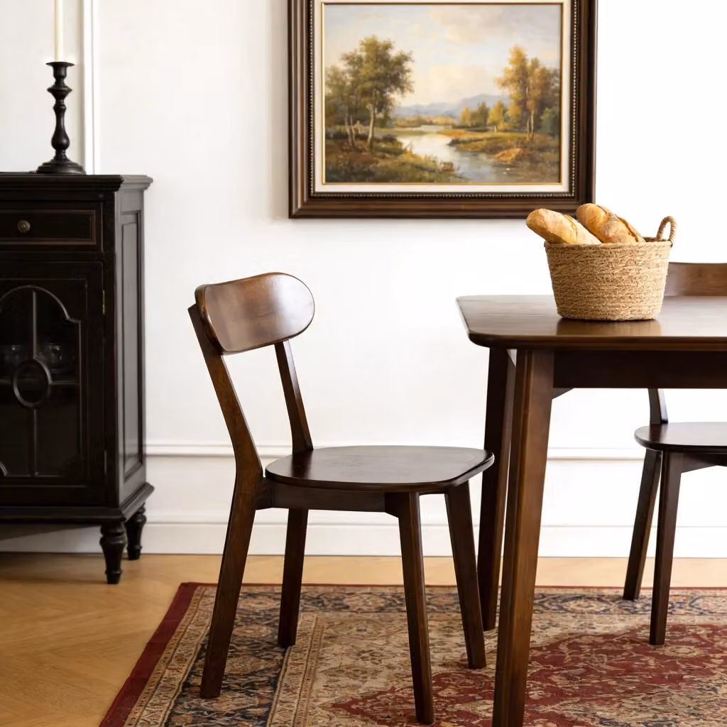 Sedie da pranzo WISHDOR in legno massello stile Mid-Century, colore noce – 2