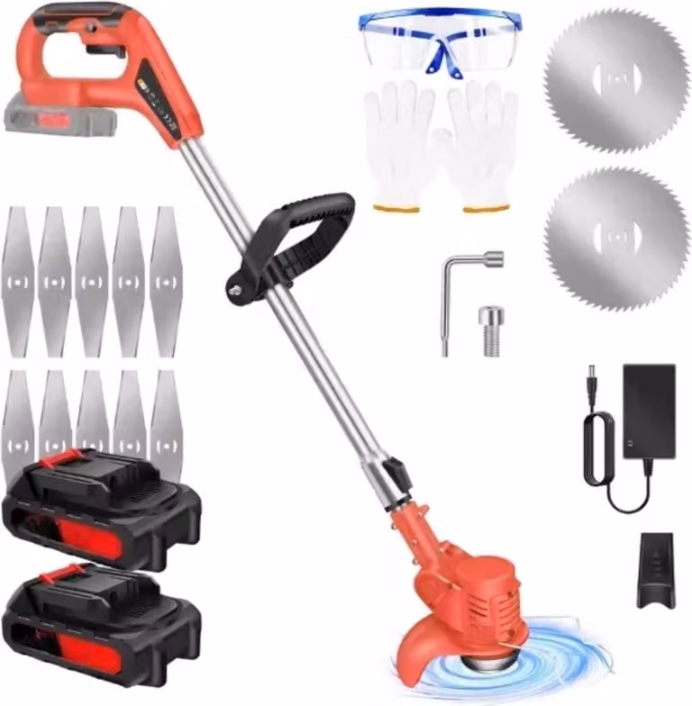 Tagliabordi a batteria 21 V - Tagliabordi elettrico a batteria - Per la manutenzione di erba, erbacce e giardino - Versatile ed ergonomico
