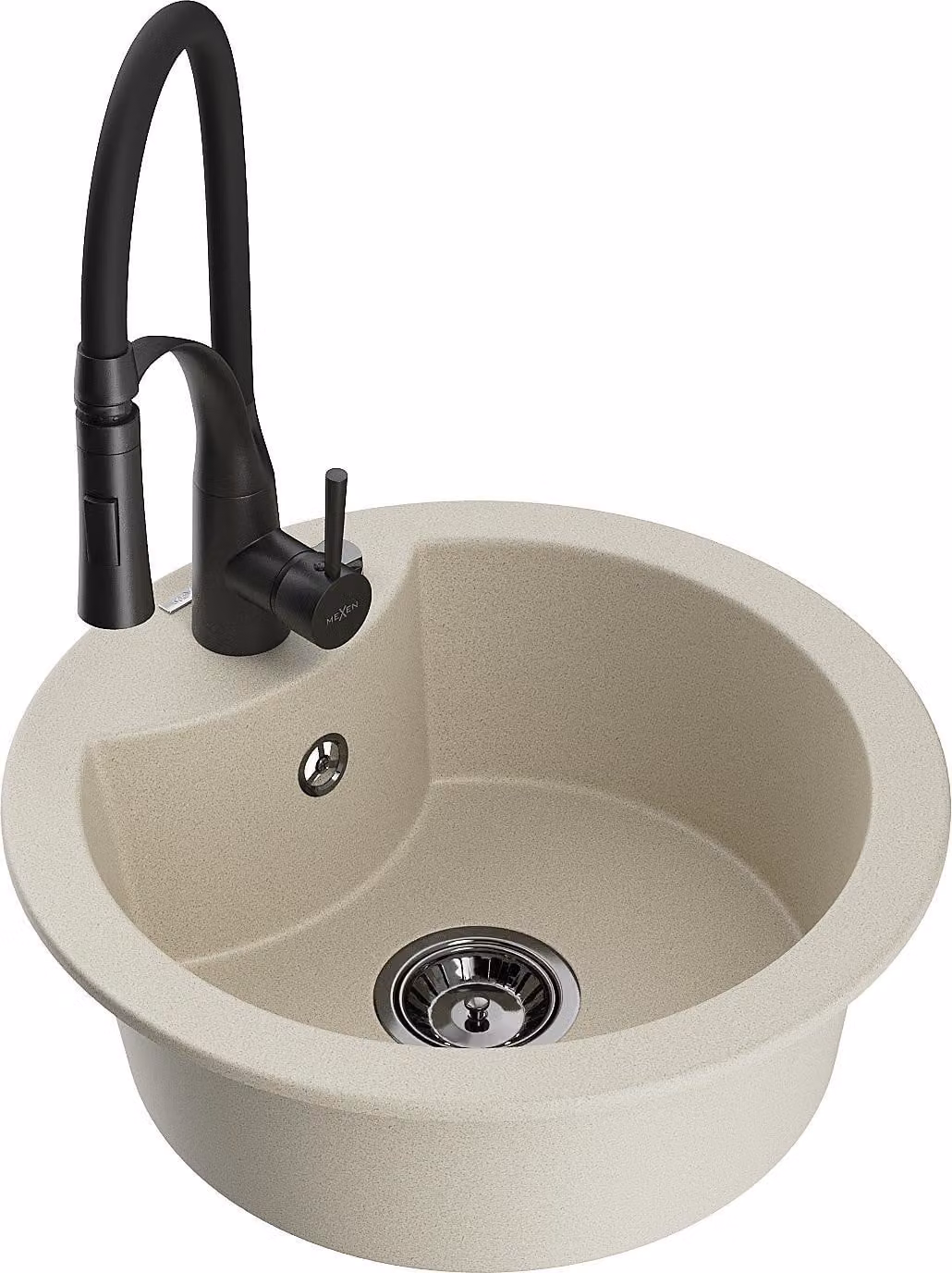 Mexen Diego lavello in granito a 1 vasca con rubinetto da cucina Aster, beige - 6512-69-73450-70-B