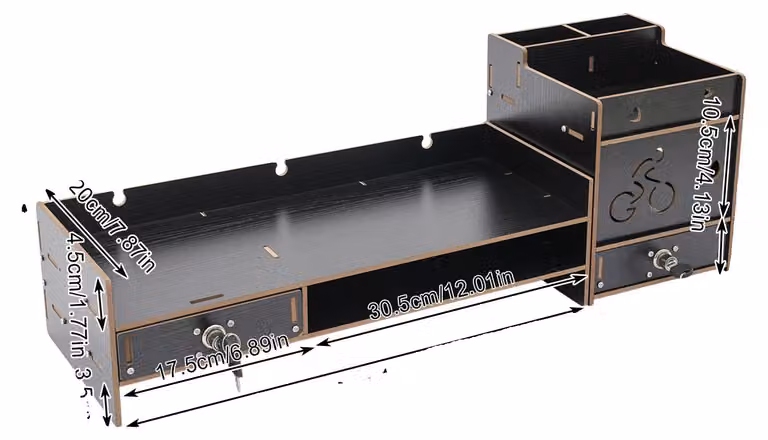 Supporto per monitor, design ergonomico, diversi scomparti portaoggetti, colore nero