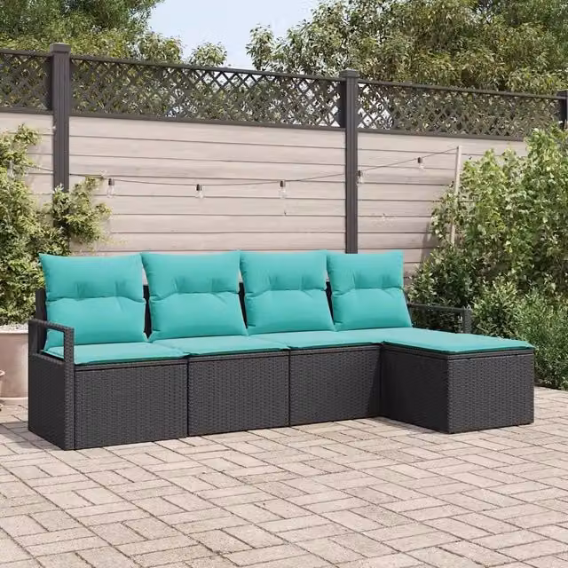Set di divani 5 pz Nero polyrattan 3346346