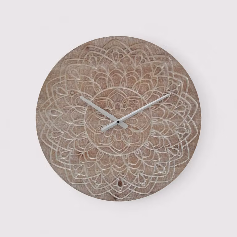 Oryza - Orologio da parete marrone con design etnico