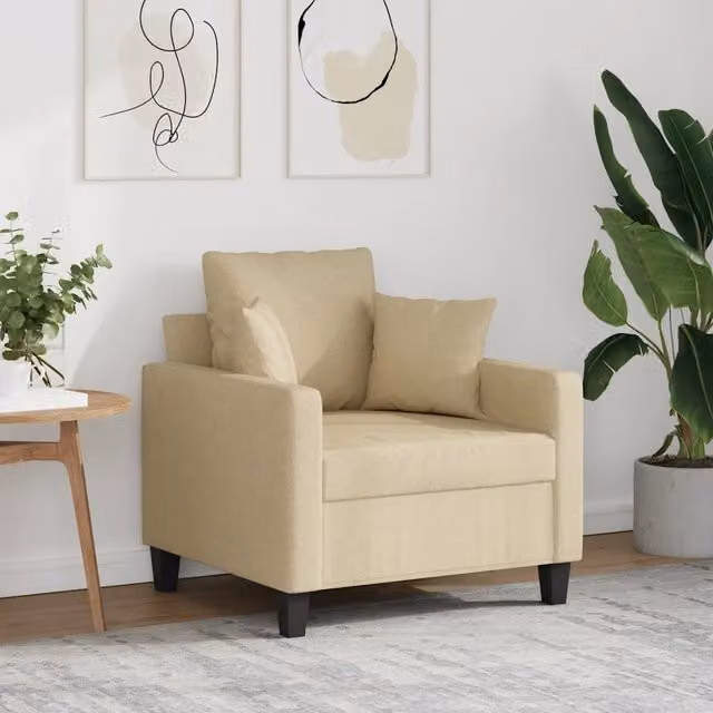 Poltrona relax moderna in tessuto beige con struttura in metallo e braccioli – 1