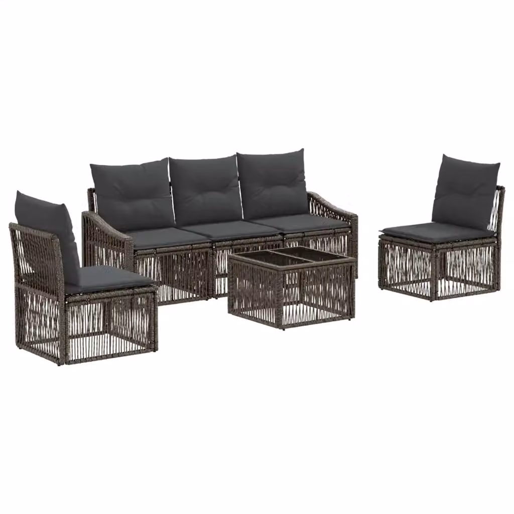 Set Divano da Giardino Moderno vidaXL in Polyrattan Grigio con Tavolino e Cuscini – 2