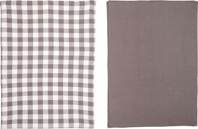 Set 2 strofinacci cucina 50x70 cm cotone tortora