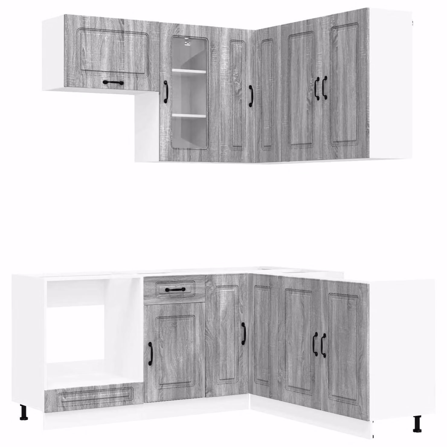 Set cucina KALMAR, 8 pezzi, finitura Sonoma grigio, legno ingegnerizzato
