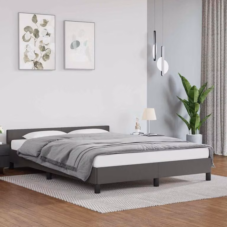 vidaXL Giroletto con Testiera Imbottita Grigio L/P/H: 140 x 190 x 146 cm