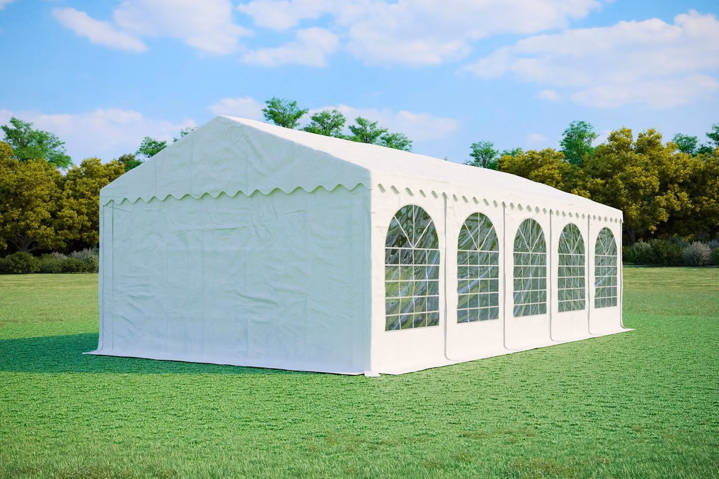 Tenda per eventi, dimensioni 5x10 metri, PVC MAX+ da 500 g/m², colore bianco