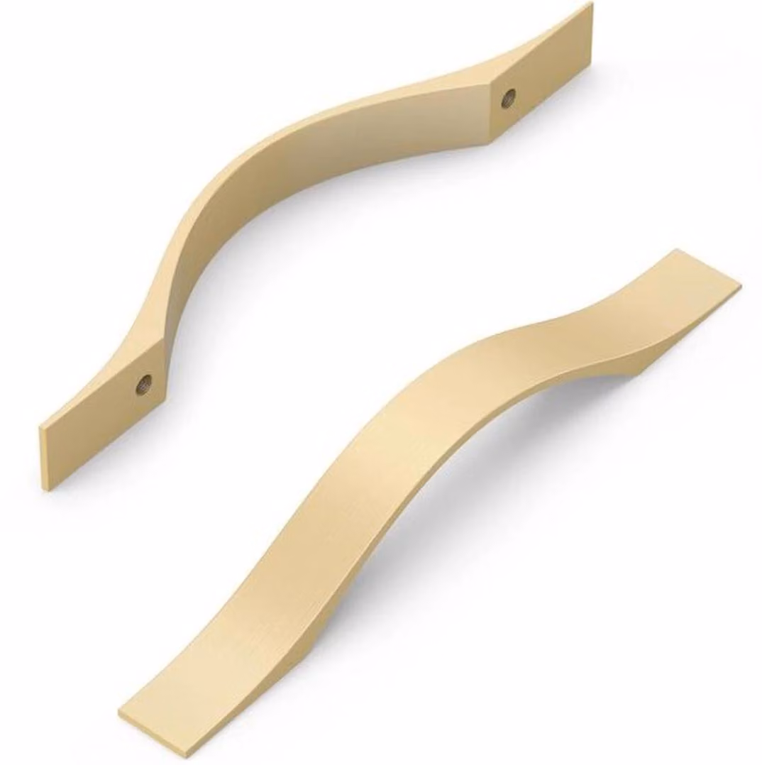 Set Azomor composto da 10 maniglie da cucina moderne in ottone per armadi e cassetti