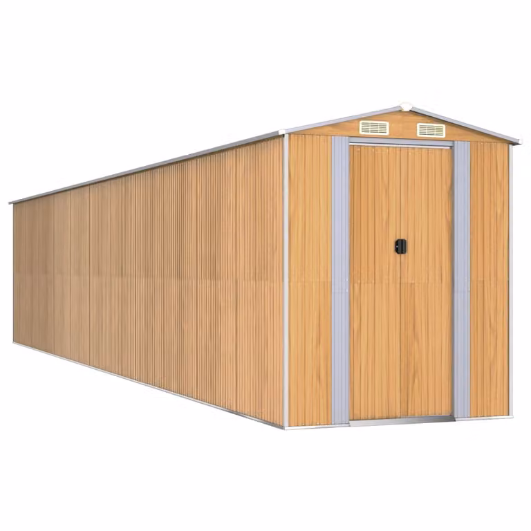 Capanno Giardino Marrone Chiaro 192x938x223 cm Acciaio Zincato
