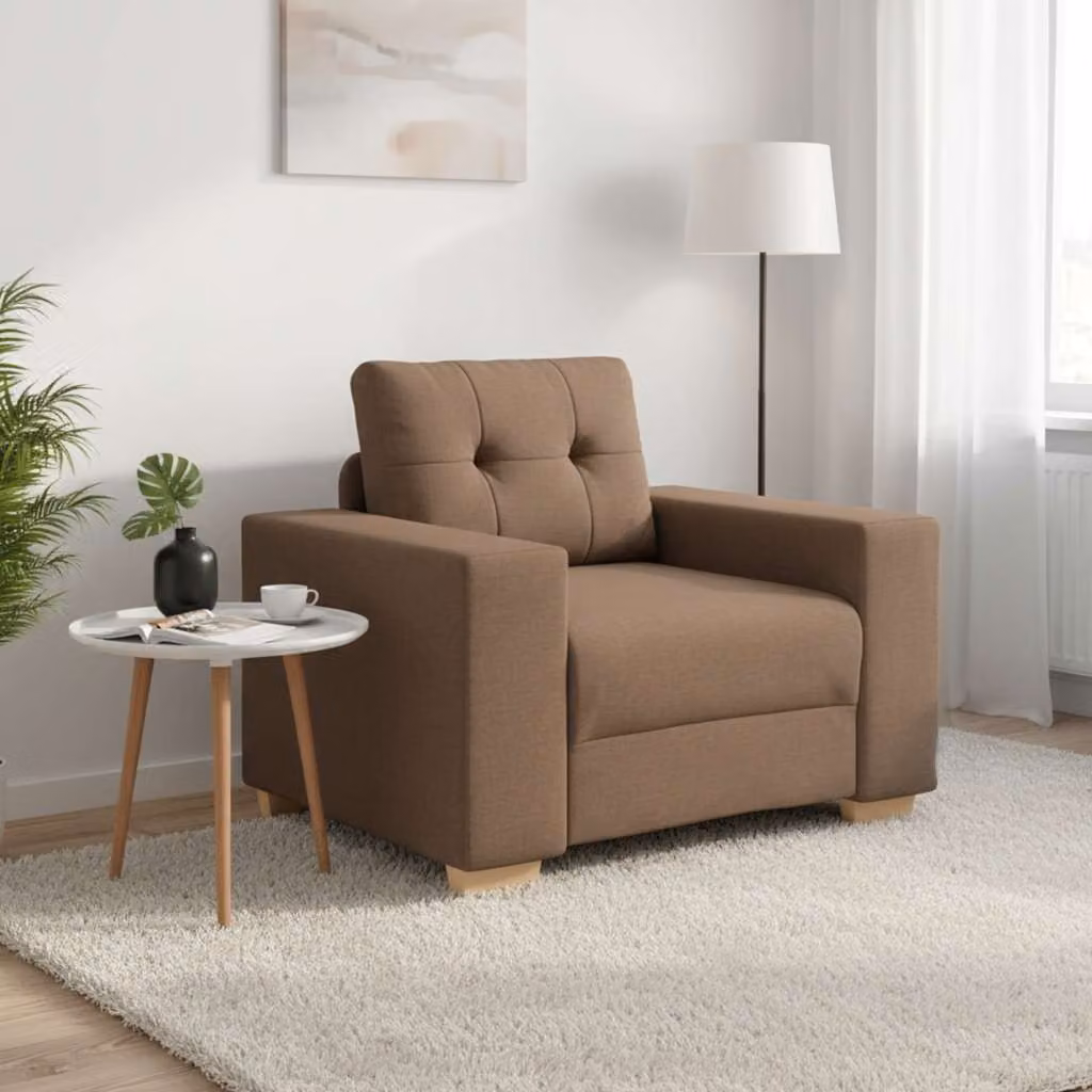 vidaXL Divano Sedia Lounge Moderno in Tessuto Marrone con Braccioli L/P/H: 100 x 78 x 80 cm