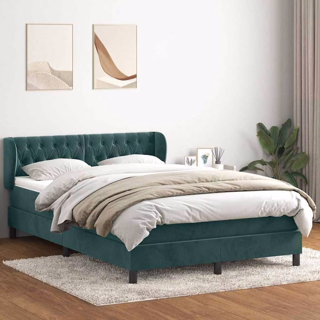 Maison Exclusive - Giroletto a Molle con Materasso Verde Scuro 160x220 cm Velluto