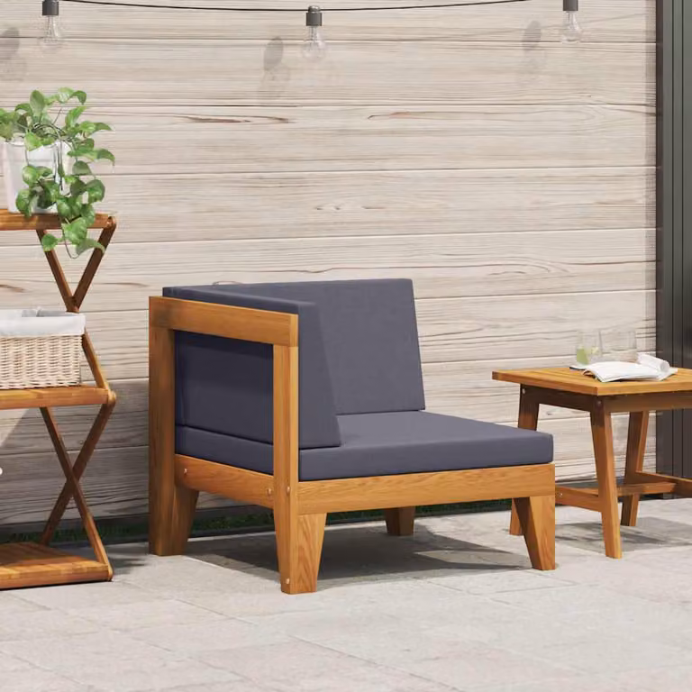 vidaXL Divano Angolare Modulare da Giardino in Legno di Acacia con Cuscini Grigio