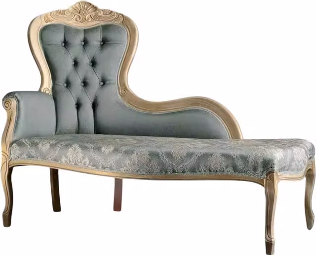 Divanetto imbottito in legno di faggio intagliato con fregi floreali Mobili 2G L/P/H: 136 x 70 x 106 cm