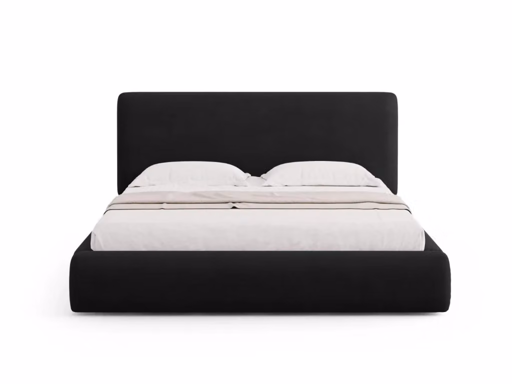 Letto con cassettone e testiera Colonel Cosmopolitan Design in ciniglia nero L: 160 cm, P: 200 cm – 2
