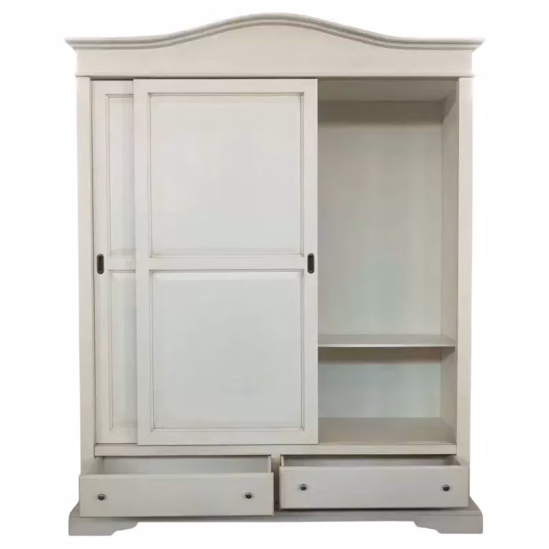 Armadio con 2 ante scorrevoli in stile shabby chic bianco anticato Mobili 2G L/P/H: 180 x 67 x 225 cm – 1