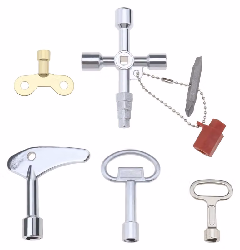 Set di chiavi multifunzione - 4 vie - Realizzate in lega di zinco - Portatili - Adatte per contatori dell'acqua/radiatori - Resistenti alla corrosione - Set di chiavi
