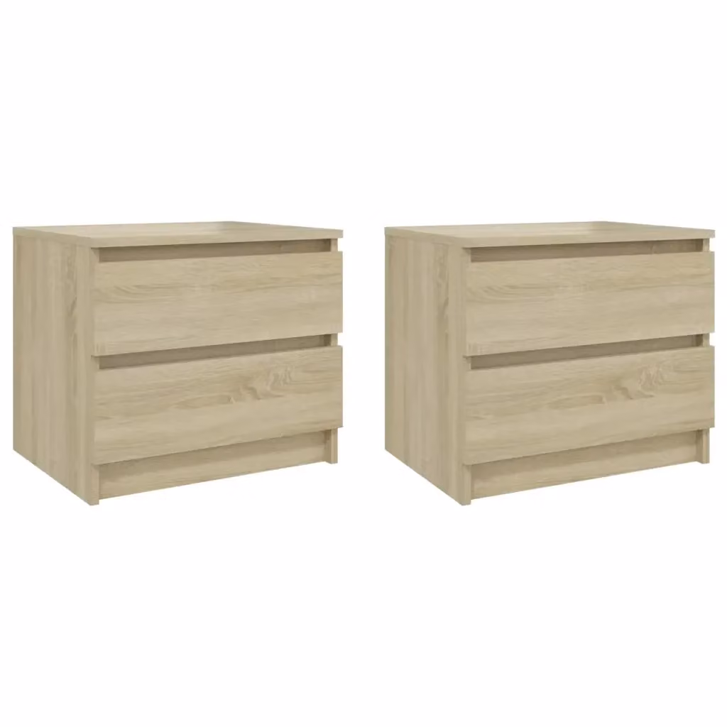 Set di 2 comodini Design Mania in legno multistrato color rovere sonoma, L 50 cm x P 39 cm x H 43,5 cm – 2