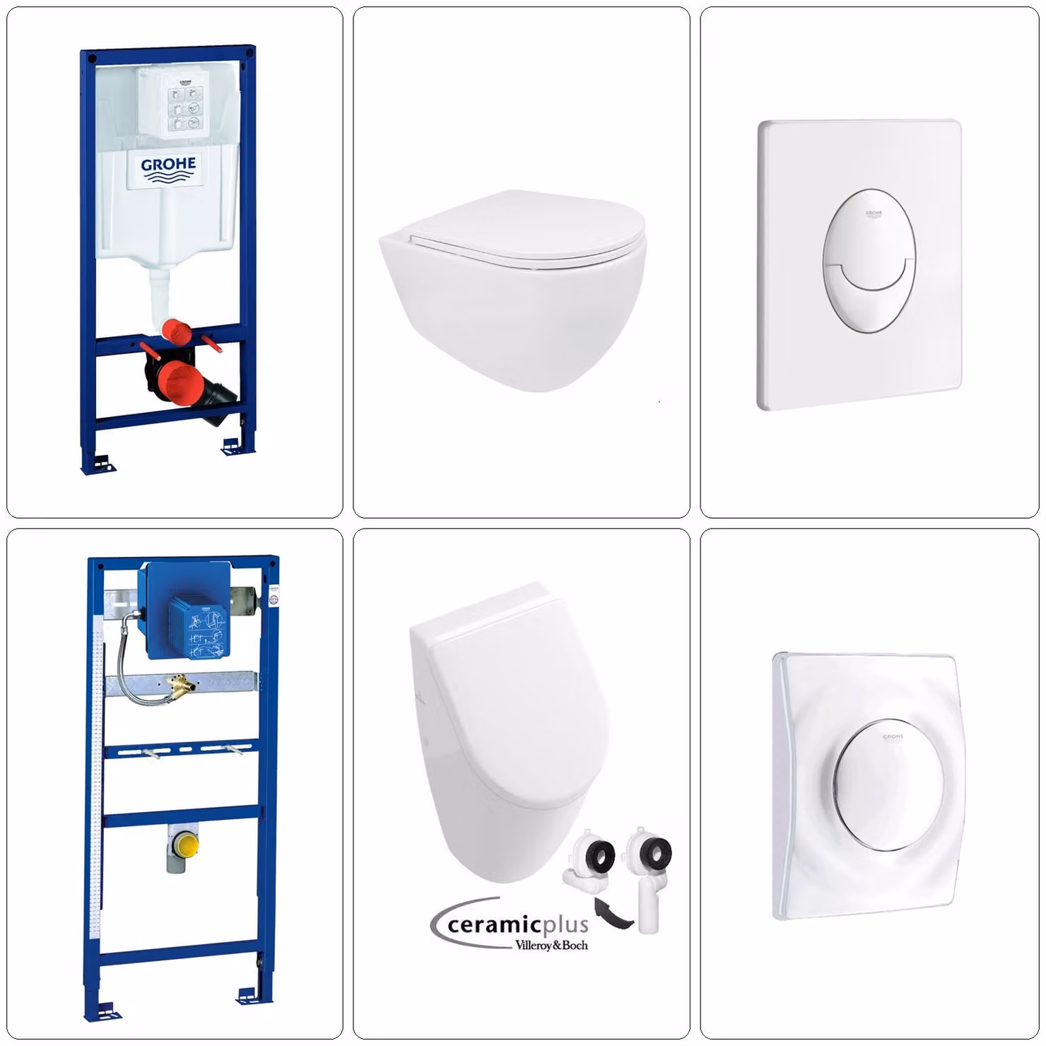 BB INFINITY WC sospeso senza bordo con orinatoio Villeroy & Boch Subway con accessori Grohe, bianco