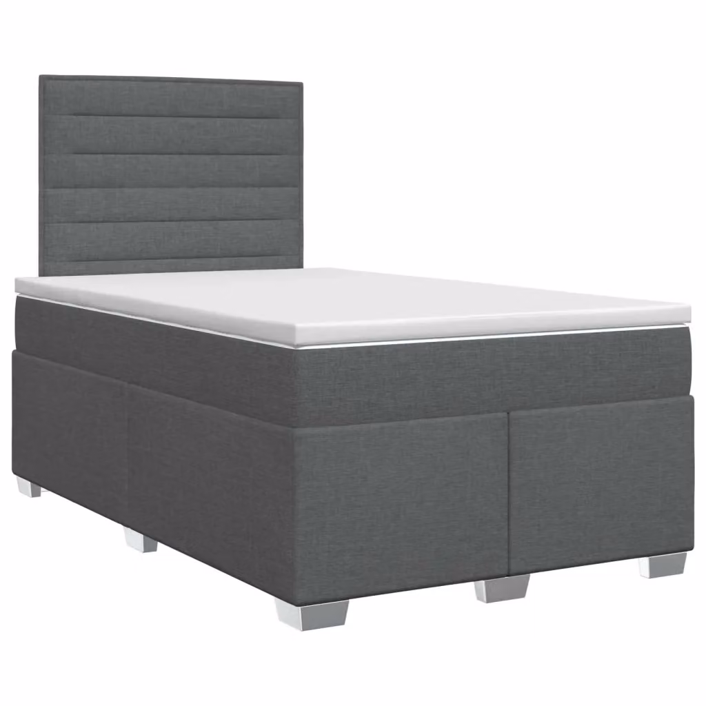 Letto box spring con materasso vidaXL in tessuto Grigio e Bianco L/P/H: 200 x 120 x 34 cm – 2
