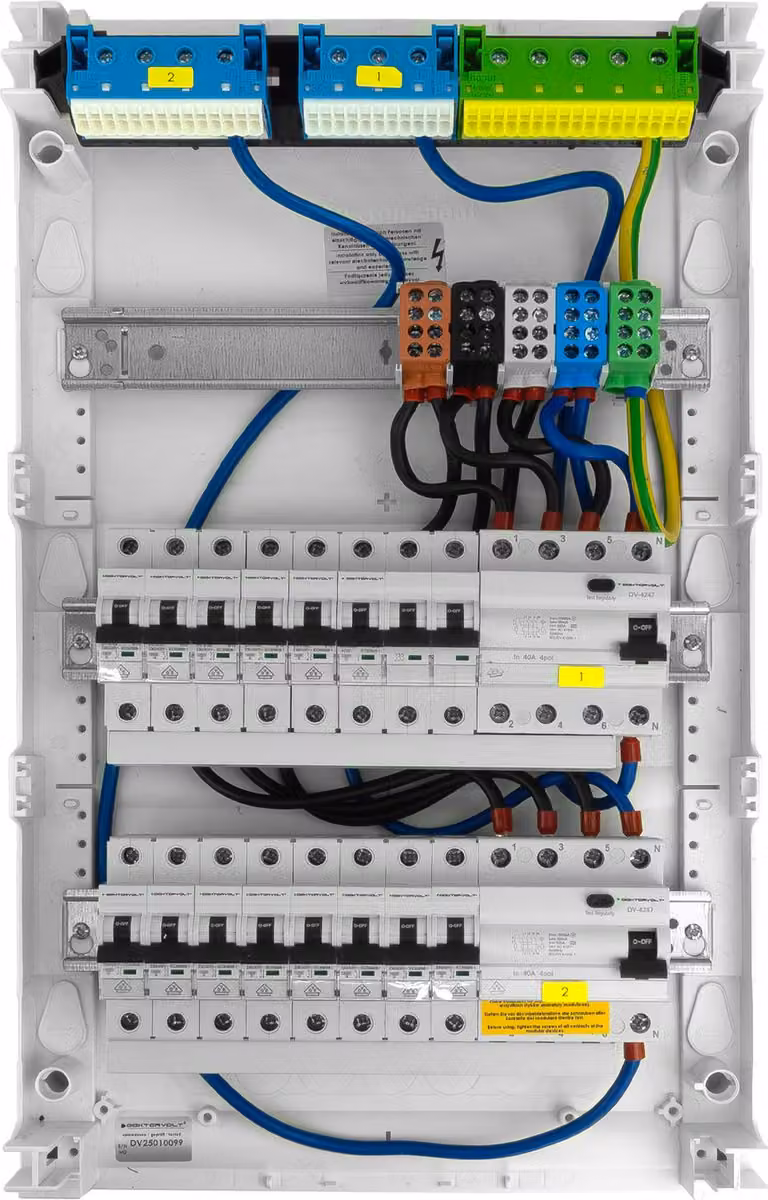 Scatola portafusibili Scatola di distribuzione da superficie Hager 3x12 moduli 14xMCB 2xRCCB Cablata VDE Armadio di distribuzione Fusibili 515x305x96,5mm Doktorvolt