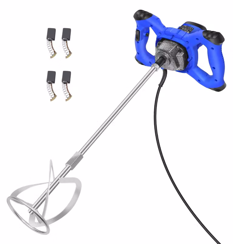 Miscelatore di cemento elettrico - Miscelatore manuale - 2600 W - 6 velocità - Alimentazione AC - Adatto per malta, vernice, cemento, intonaco - Albero di miscelazione M14 - Colore blu