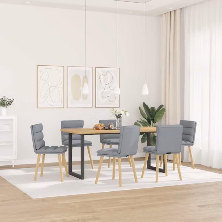 Set di 6 sedie da pranzo vidaXL in tessuto grigio con struttura in legno e metallo per soggiorno o cucina