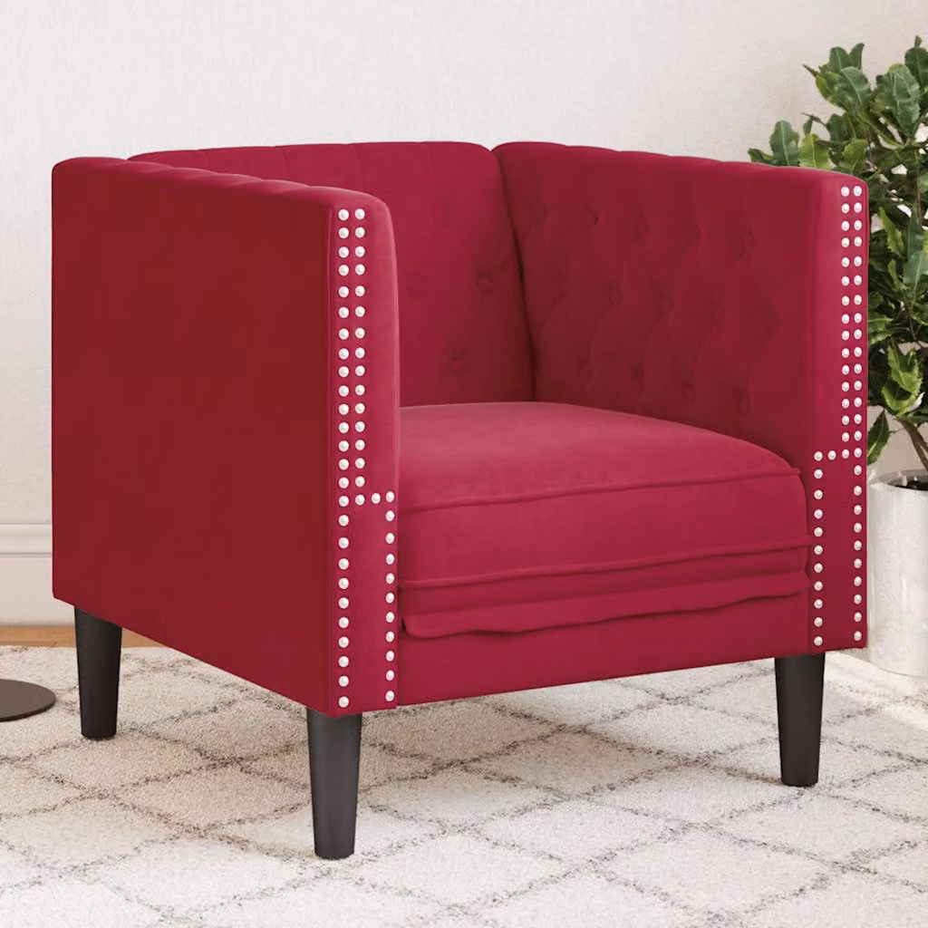 Poltrona Chesterfield vidaXL in Velluto Rosso per il tuo Soggiorno