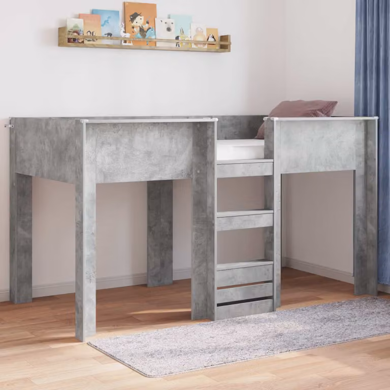 Letto a castello per bambini vidaXL in legno ingegnerizzato, colore grigio, L 100 x P 200 x H 192,5 cm