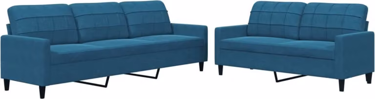 Set di Divani 2 pz con Cuscini Blu in Velluto