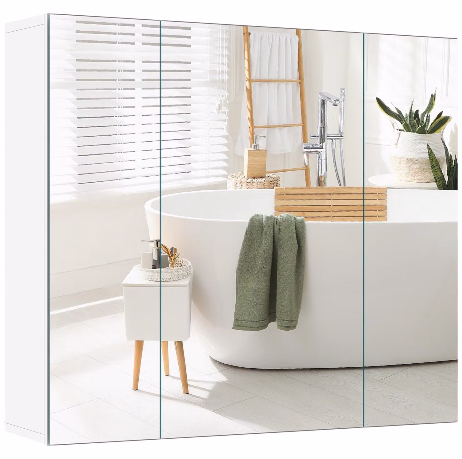 Armadietto da bagno Yaheetech con 3 ante a specchio, mobile sospeso, armadietto a specchio