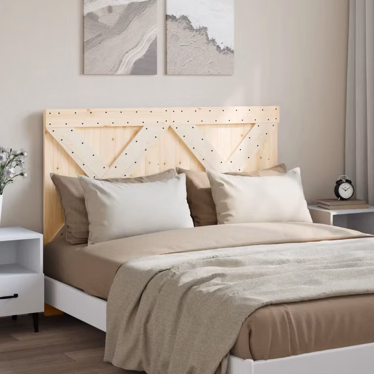 Testiera per letto vidaXL in legno massello di pino naturale stile rustico L: 140 cm, H: 104 cm