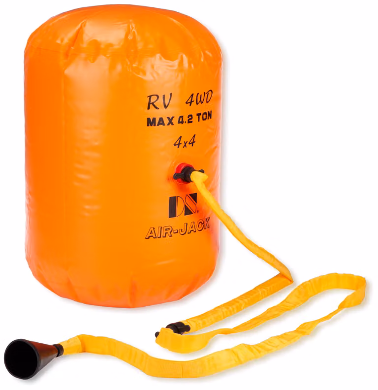 Sollevatore pneumatico da 4,2 t, con altezza di lavoro da 18 a 75 cm, colore giallo/arancione