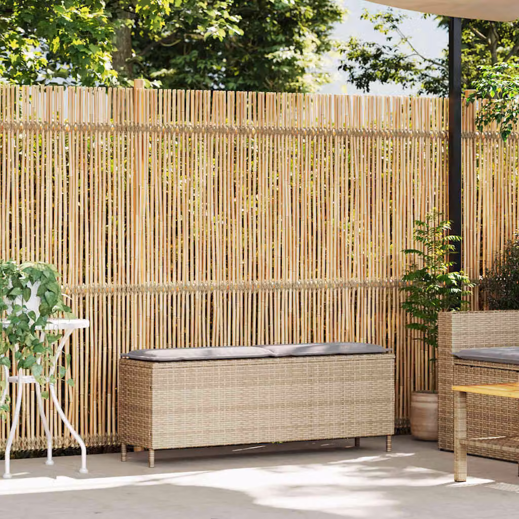 Panca da Giardino con Cuscino Beige 110x30x40,5cm in Polyrattan