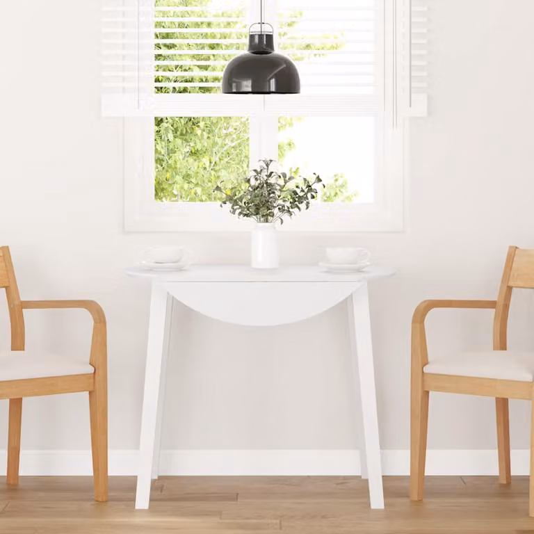 vidaXL Tavolo da Pranzo Moderno con Piano Ribaltabile in Legno di Hevea Bianco