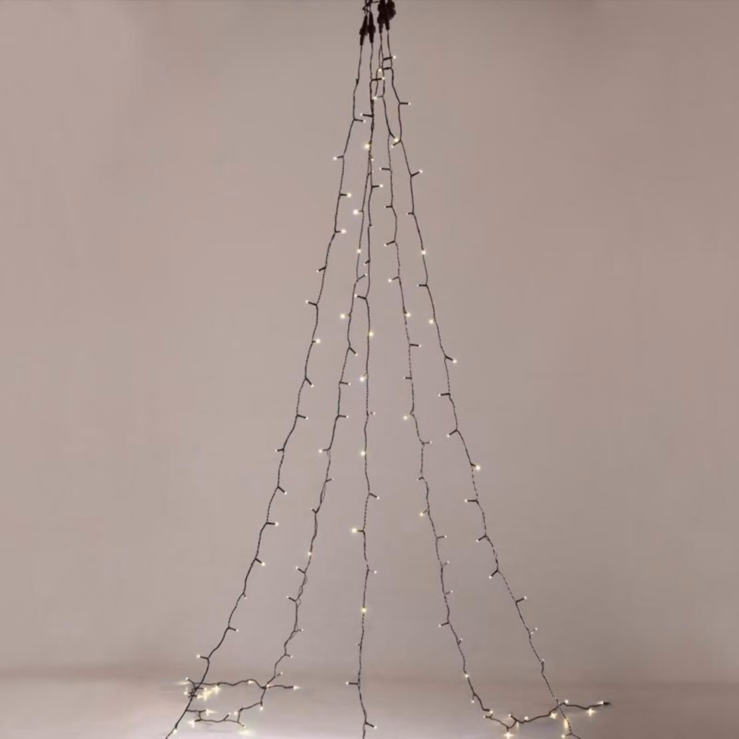 Luci natalizie ACA, 175 LED, ghirlanda a forma di polipo per l'albero, 5 fili da 35 LED ciascuno, bianco caldo, alimentatore incluso, IP44, 5 x 350 cm + 3 m di cavo di alimentazione verde, X08175111