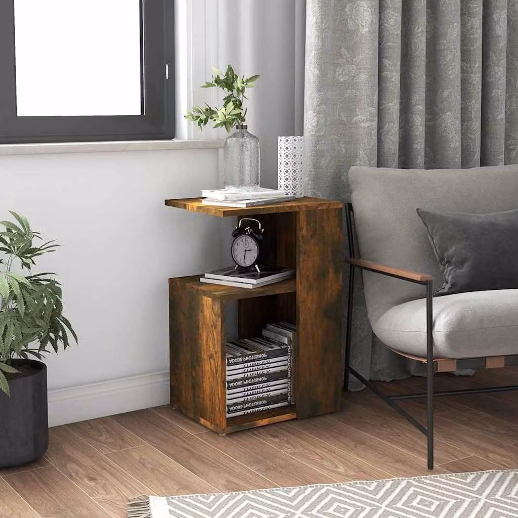 vidaXL Tavolino da Salotto Moderno in Legno Rovere Fumo L/P/H: 36 x 30 x 56 cm