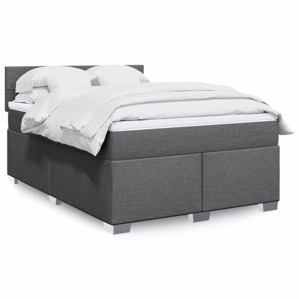 Maison Exclusive - Letto boxspring con materasso grigio scuro 160x200 cm tessuto