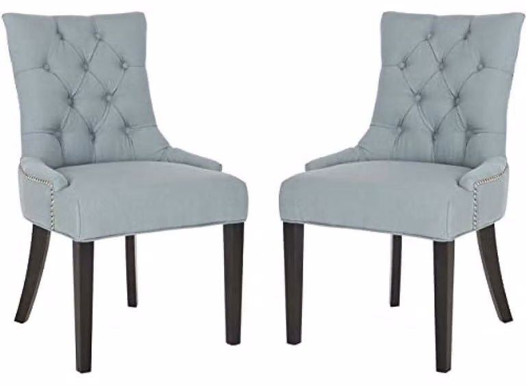 Set di 2 sedie da pranzo Alice, imbottite, grigio/bianco