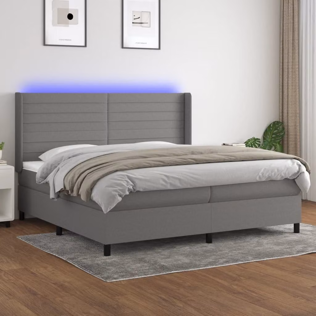 Maison Exclusive - Letto a Molle Materasso e LED Grigio Scuro 200x200cm in Tessuto