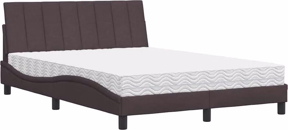 Letto con materasso "Hanko" in tessuto marrone scuro 140x190 cm