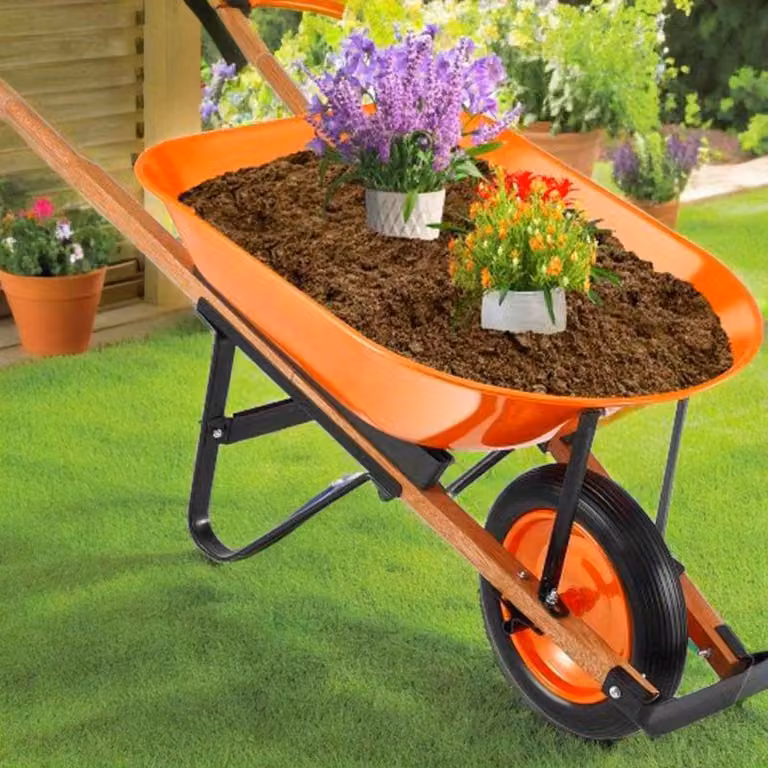 Carriola da giardino, carriola per lavori edili, carriola per il trasporto, monociclo, alta capacità di carico