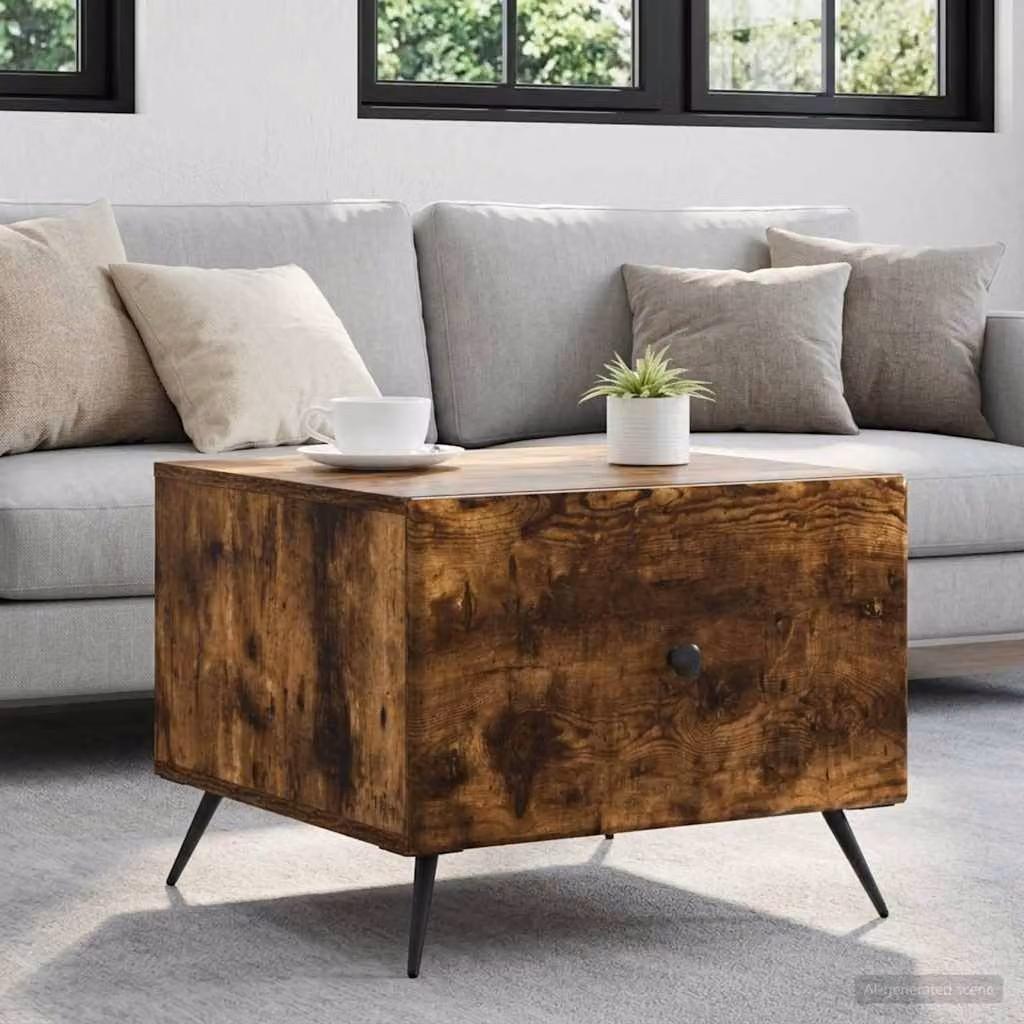vidaXL Tavolino da salotto rettangolare in legno marrone L/P/H: 49 x 50 x 40 cm