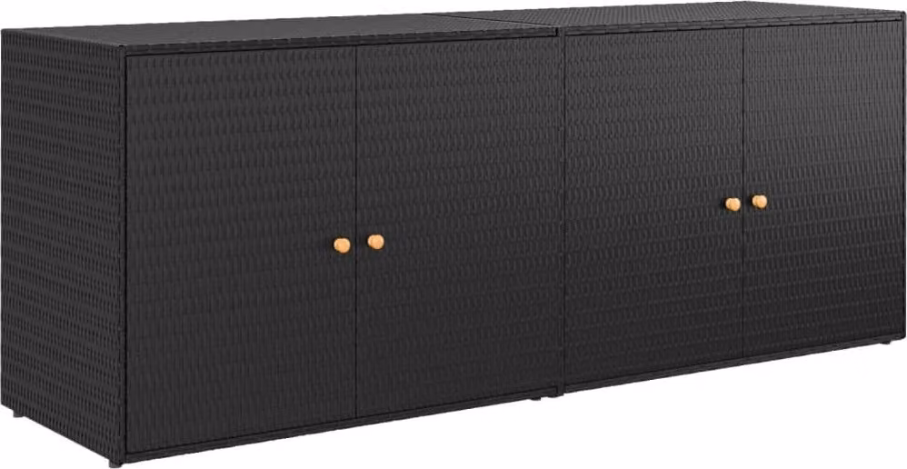 Mobiletto da giardino nero 198x55,5x80 cm in polyrattan