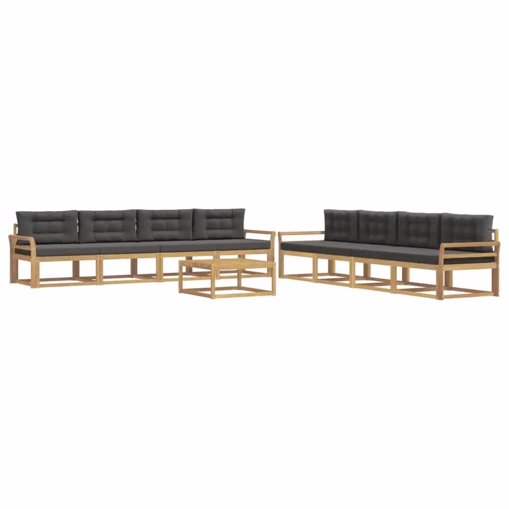 Set di divani da esterno vidaXL in legno di acacia con cuscini, Bianco, Antracite e Marrone – 2
