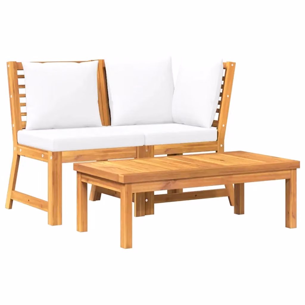 Set da giardino vidaXL in legno di acacia con divano a 2 posti, elemento angolare, tavolino e cuscini beige – 2